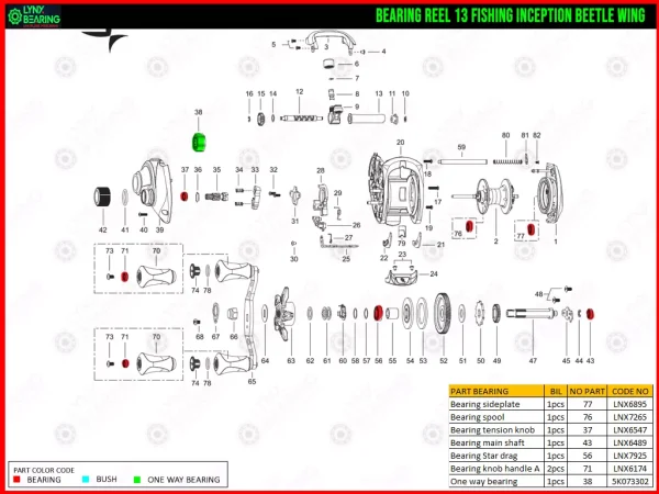 13 Fishing Inception Bette Wing reel schematic