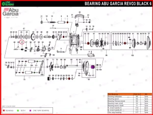 Lynx Bearing Abu Garcia Revo Black 6 Bearing Kits reel schematic