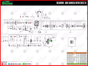 Abu Garcia Revo Deez 8 Bearing Kits reel schematic