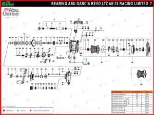 Abu Garcia Revo LTZ AE-74 Racing Limited 7 Bearing Kits reel schematic