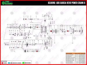 Abu Garcia Revo 3 Power Crank 6 Bearing Kits reel schematic